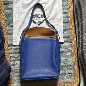 Calfskin Ottomar Monogram Large Aren Flap Hobo Sodalite Blue